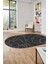 Sade Desenli Baskılı Kaymaz Taban Yıkanabilir Oval Yolluk Salon Halısı O-MODERN-117-ANTRASİT 1