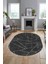 Sade Desenli Baskılı Kaymaz Taban Yıkanabilir Oval Yolluk Salon Halısı O-MODERN-117-ANTRASİT 4
