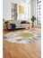 Baskılı Kaymaz Yıkanabilir Oval Koridor Halısı Mutfak Halısı Salon Halısı O-Modern-45-Gold 4