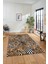 Yaprak Desen Baskılı Kaymaz Taban Yıkanabilir Modern Yolluk Salon Halısı MODERN-100-KAHVE 3
