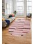 Şık Sade Kilim Desenli Dijital Kaymaz Yıkanabilir Oval Yolluk Mutfak Salon Halısı O-Modern-74-Pembe 1
