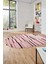 Şık Sade Kilim Desenli Dijital Kaymaz Yıkanabilir Oval Yolluk Mutfak Salon Halısı O-Modern-74-Pembe 4
