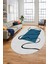 Baskılı Kaymaz Yıkanabilir Modern Oval Yolluk Mutfak Halısı Salon Halısı O-Modern-61-Mavi 1