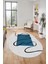 Baskılı Kaymaz Yıkanabilir Modern Oval Yolluk Mutfak Halısı Salon Halısı O-Modern-61-Mavi 3