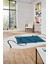 Baskılı Kaymaz Yıkanabilir Modern Oval Yolluk Mutfak Halısı Salon Halısı O-Modern-61-Mavi 4