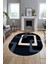 Şık Baskılı Kaymaz Yıkanabilir Modern Oval Yolluk Koridor Mutfak Salon Halısı O-Modern-40-Lacivert 1
