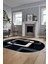 Şık Baskılı Kaymaz Yıkanabilir Modern Oval Yolluk Koridor Mutfak Salon Halısı O-Modern-40-Lacivert 2
