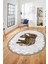 Fil Desen Baskılı Kaymaz Taban Yıkanabilir Modern Oval Yolluk Salon Halısı O-MODERN-101-KAHVE 3