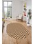 Zikzak Desen Baskılı Kaymaz Taban Yıkanabilir Modern Oval Yolluk Salon Halısı O-MODERN-102-KAHVE 1