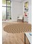 Zikzak Desen Baskılı Kaymaz Taban Yıkanabilir Modern Oval Yolluk Salon Halısı O-MODERN-102-KAHVE 2