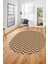 Zikzak Desen Baskılı Kaymaz Taban Yıkanabilir Modern Oval Yolluk Salon Halısı O-MODERN-102-KAHVE 3