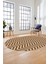 Zikzak Desen Baskılı Kaymaz Taban Yıkanabilir Modern Oval Yolluk Salon Halısı O-MODERN-102-KAHVE 4