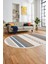 Modern Kilim Dijital Kaymaz Yıkanabilir Oval Yolluk Mutfak Salon Halısı O-Modern-18-Kahve 5