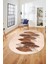 Baskılı Kaymaz Taban Yıkanabilir Yaprak Desenli Yolluk Mutfak Oval Salon Halısı O-Modern-08-Kahve 1