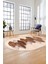 Baskılı Kaymaz Taban Yıkanabilir Yaprak Desenli Yolluk Mutfak Oval Salon Halısı O-Modern-08-Kahve 2
