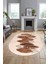 Baskılı Kaymaz Taban Yıkanabilir Yaprak Desenli Yolluk Mutfak Oval Salon Halısı O-Modern-08-Kahve 3