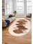 Baskılı Kaymaz Taban Yıkanabilir Yaprak Desenli Yolluk Mutfak Oval Salon Halısı O-Modern-08-Kahve 5