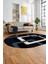 Şık Baskılı Kaymaz Yıkanabilir Modern Oval Yolluk Koridor Mutfak Salon Halısı O-Modern-40-Lacivert 4