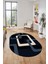 Şık Baskılı Kaymaz Yıkanabilir Modern Oval Yolluk Koridor Mutfak Salon Halısı O-Modern-40-Lacivert 5