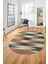 Renkli Desen Baskılı Kaymaz Taban Yıkanabilir Modern Oval Yolluk Salon Halısı O-MODERN-104-RENKLİ 3