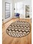 Kilim Desen Baskılı Kaymaz Taban Yıkanabilir Modern Oval Yolluk Salon Halısı O-MODERN-105-KAHVE 3