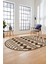 Kilim Desen Baskılı Kaymaz Taban Yıkanabilir Modern Oval Yolluk Salon Halısı O-MODERN-105-KAHVE 4