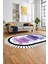 Renkli Modern Dijital Kaymaz Yıkanabilir Oval Yolluk Mutfak Salon Halısı O-Modern-22-Mor 5