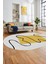 Baskılı Kaymaz Yıkanabilir Modern Oval Yolluk Mutfak Halısı Salon Halısı O-Modern-61-Sarı 2