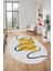Baskılı Kaymaz Yıkanabilir Modern Oval Yolluk Mutfak Halısı Salon Halısı O-Modern-61-Sarı 3
