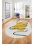 Baskılı Kaymaz Yıkanabilir Modern Oval Yolluk Mutfak Halısı Salon Halısı O-Modern-61-Sarı 5
