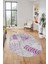 Baskılı Kaymaz Taban Yıkanabilir Yapraklı Oval Yolluk Mutfak Salon Halısı O-Modern-95-Mor 1