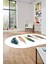 Yaprak Desen Baskılı Kaymaz Taban Yıkanabilir Modern Oval Yolluk Salon Halısı O-MODERN-114-BEYAZ 1
