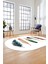 Yaprak Desen Baskılı Kaymaz Taban Yıkanabilir Modern Oval Yolluk Salon Halısı O-MODERN-114-BEYAZ 3