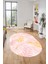 Yapraklı Baskılı Kaymaz Taban Yıkanabilir Modern Oval Yolluk Salon Halısı O-Modern-98-Pembe 1
