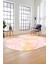 Yapraklı Baskılı Kaymaz Taban Yıkanabilir Modern Oval Yolluk Salon Halısı O-Modern-98-Pembe 4
