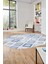 Baskılı Kaymaz Yıkanabilir Baklava Desen Oval Yolluk Halısı Salon Halısı O-Modern-66-Mavi 4