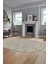 Kilim Desen Baskılı Kaymaz Taban Yıkanabilir Modern Oval Yolluk Salon Halısı O-MODERN-108-BEJ 5