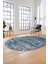 Modern Etnik Desen Dijital Kaymaz Yıkanabilir Oval Yolluk Mutfak Salon Halısı O-Modern-30-Mavi 1