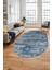 Modern Etnik Desen Dijital Kaymaz Yıkanabilir Oval Yolluk Mutfak Salon Halısı O-Modern-30-Mavi 4