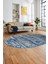Modern Etnik Desen Dijital Kaymaz Yıkanabilir Oval Yolluk Mutfak Salon Halısı O-Modern-30-Mavi 5