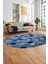Baklava Desenli Dijital Kaymaz Yıkanabilir Oval Yolluk Mutfak Salon Halısı O-Modern-31-Mavi 4