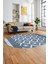 3D Dijital Kaymaz Yıkanabilir Şık Kilim Desen Oval Yolluk Halısı Salon Halısı O-Modern-69-Mavi 2