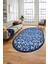 Modern Klasik Desen Dijital Kaymaz Yıkanabilir Oval Yolluk Mutfak Salon Halısı O-Modern-32-Mavi 3