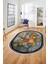 Çerçeveli Desenli Dijital Kaymaz Yıkanabilir Oval Yolluk Mutfak Salon Halısı O-Modern-13-Renkli 1