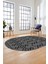 Sade Desen Özel Tasarım Dijital Kaymaz Yıkanabilir Oval Yolluk Salon Halısı O-Modern-87-Gri 5