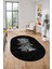 Baskılı Kaymaz Yıkanabilir Modern Yaprak Desen Oval Yolluk Salon Halısı O-Modern-50-Antrasit 4