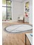 Renkli Modern Kilim Desenli Dijital Kaymaz Yıkanabilir Oval Yolluk Salon Halısı O-Modern-76-Gri 3