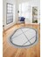 Renkli Modern Kilim Desenli Dijital Kaymaz Yıkanabilir Oval Yolluk Salon Halısı O-Modern-76-Gri 4