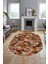 Baskılı Kaymaz Taban Yıkanabilir Renkli Modern Yolluk Mutfak Oval Salon Halısı O-Modern-02-Kahve 3