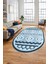 3D Baskılı Kaymaz Yıkanabilir Şık Kilim Desen Oval Yolluk Halısı Salon Halısı O-Modern-68-Mavi 1
